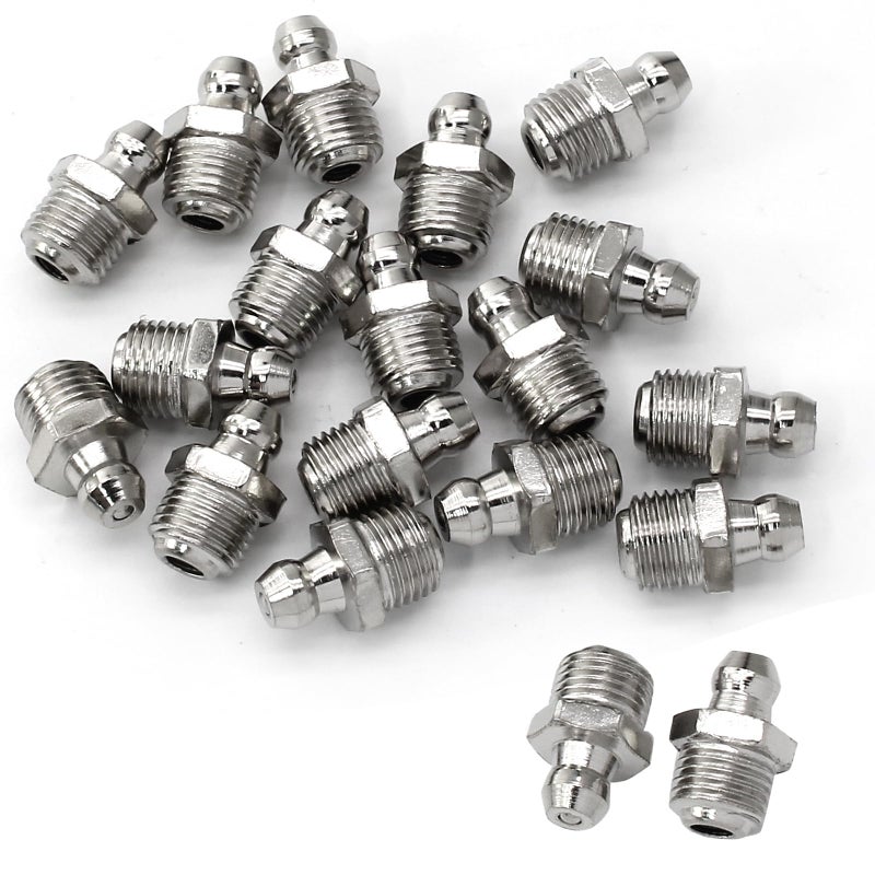 LDEXIN 20pcs M10 Straight Hydraulic Grease Fitting Assortment Kit Zerk Fitting Nipple Nozzle 10mm x 1mm Male Thread - Image 1